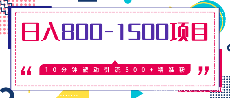 10分钟被动引流500+精准粉，日入800-1500的暴利项目（价值2468）无水印