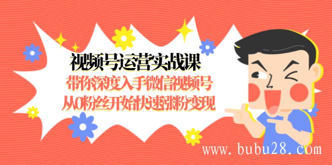 （60期）视频号运营实战课，带你深度入手微信视频号1.0，从0粉丝开始快速涨粉变现