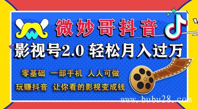 （90期）抖音影视号2.0：0基础一部手机玩赚抖音，轻松月入3万（无水印）