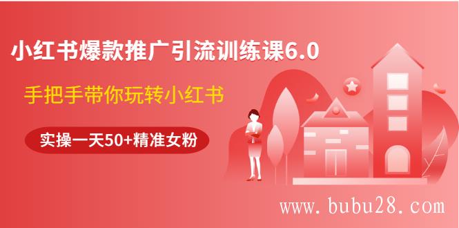 （105期）小红书爆款推广引流训练课6.0，手把手带你玩转小红书，实操一天50+精准女粉