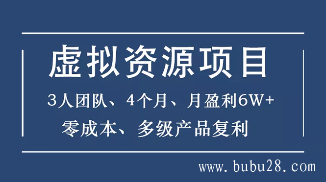 （170期）虚拟资源项目-新手、3个团队 4个月 月盈利6W+零成本、多级产品复利