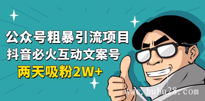  （220期）公众号粗暴引流项目：抖音必火互动文案号，两天吸粉2W+（可持续操作）