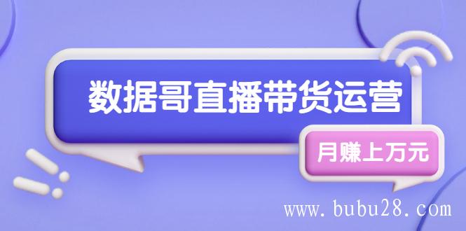 （351期）数据哥直播带货运营线上进阶课，让普通人也能靠直播月赚上万元