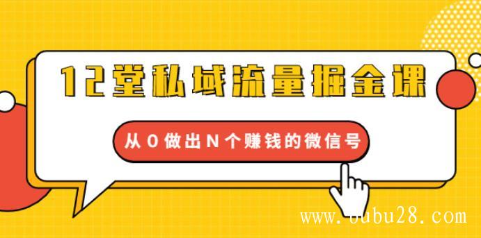 （358期）12堂私域流量掘金课：打通私域４大关卡，从0做出N个赚钱的微信号【完结】