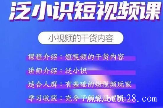 （425期）泛小识短视频课+电商课，玩转短视频，轻松月入过万【视频课程】