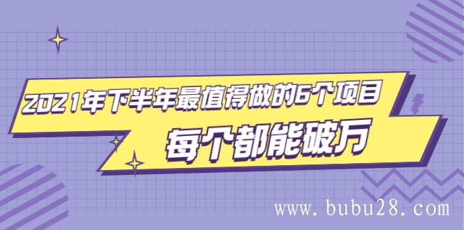 （479期）2021年下半年最值得做的6个项目，做好了每个都能破万！